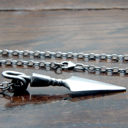 Small Forged Silver Arrow Necklace, a Viking arrow pendant necklace