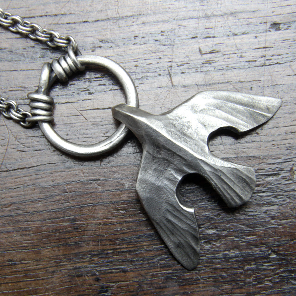 Forged Silver Raven Necklace Taitaya Forge