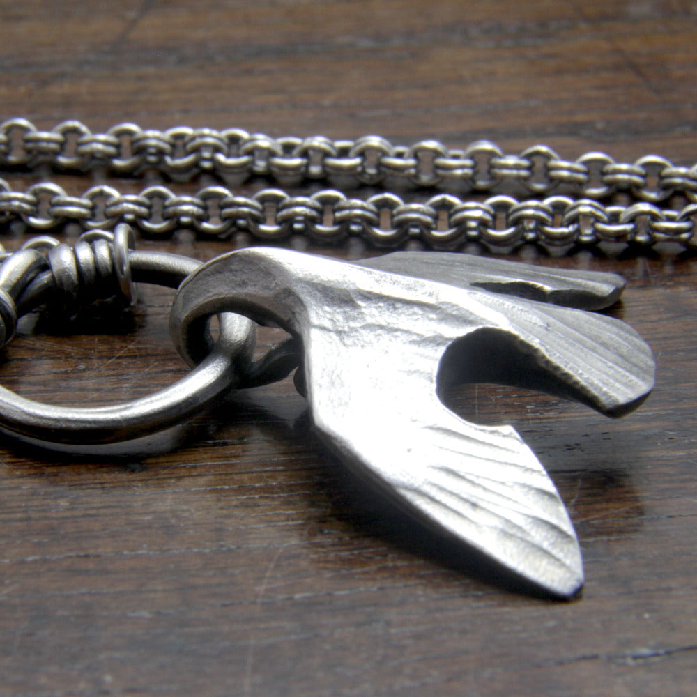 Forged Silver Raven Necklace Taitaya Forge