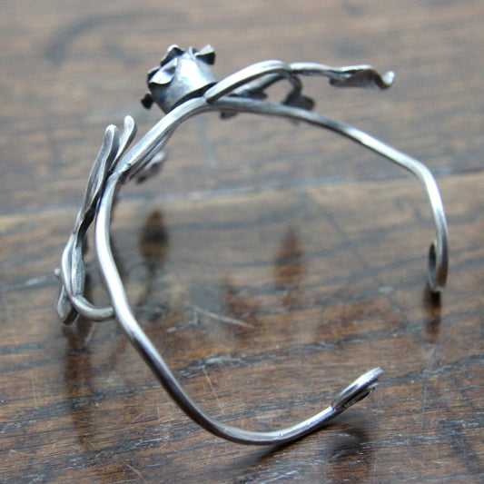 Silver Rose Hand Cuff Bracelet
