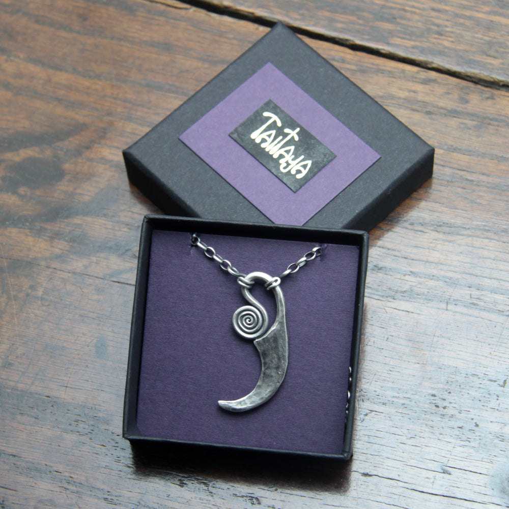 Forged Silver Sickle Pendant