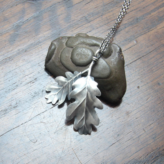 Silver Oak leaf pendant made and designed by M Barran at Taitaya Forge