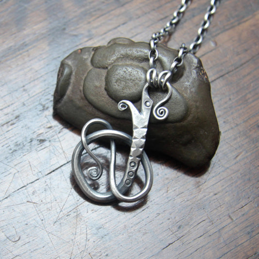 Forged Silver Dragon Pendant Necklace