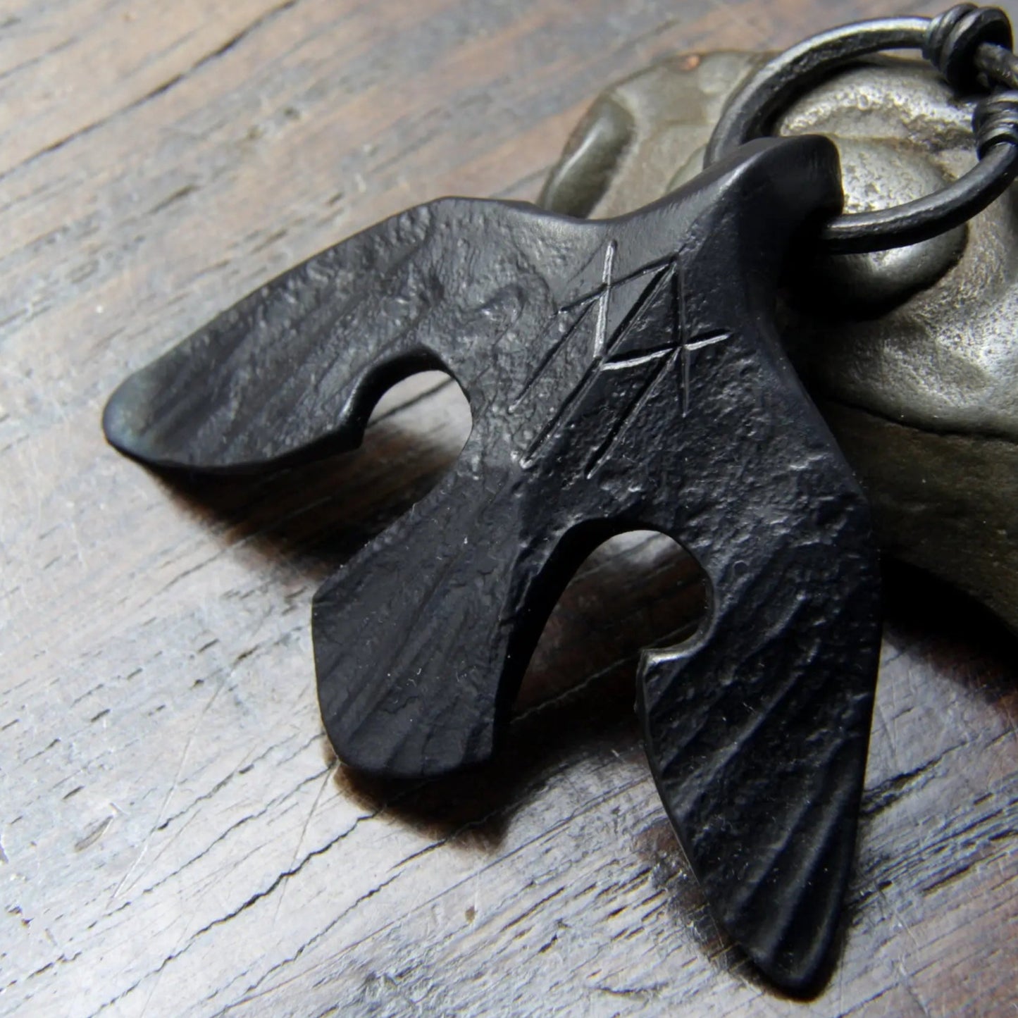 Black Iron Raven Pendant Taitaya Forge