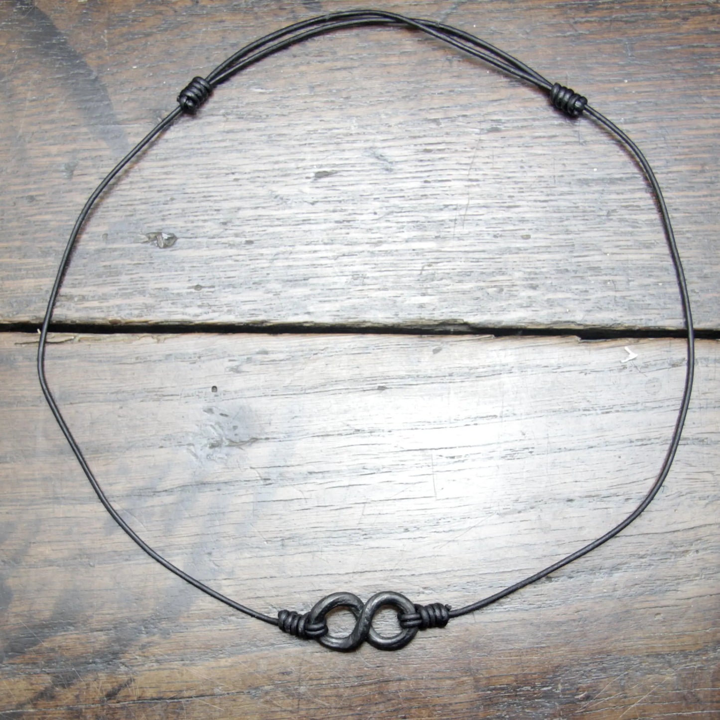 Forged Iron Infinity Leather Wrap Bracelet and Necklace