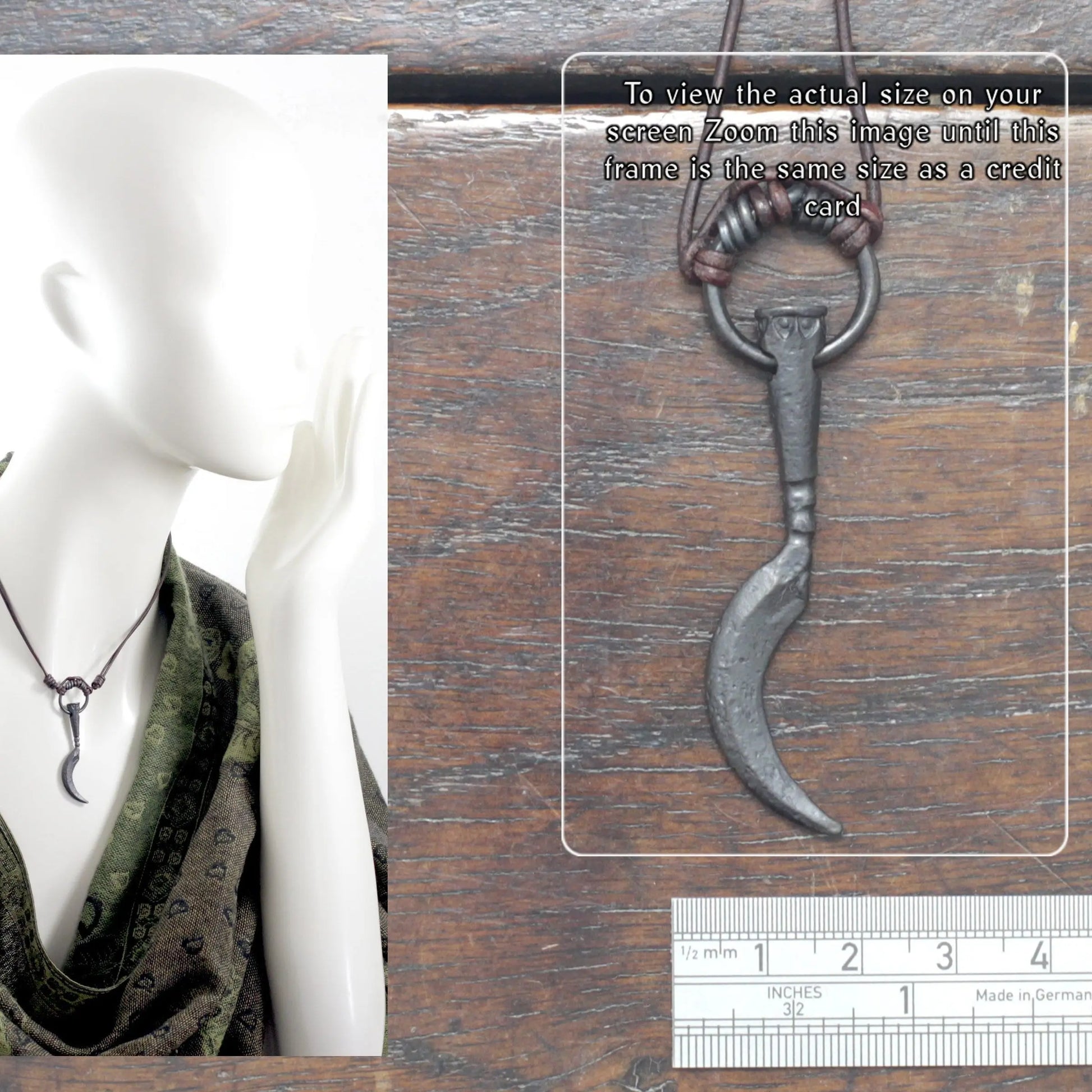 Forged Iron Sickle Pendant