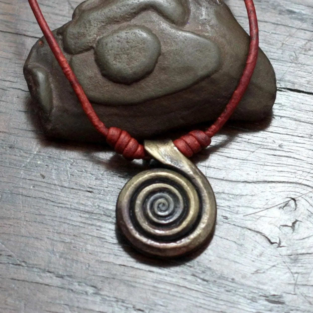 Forged Pure Iron Spiral Pendant