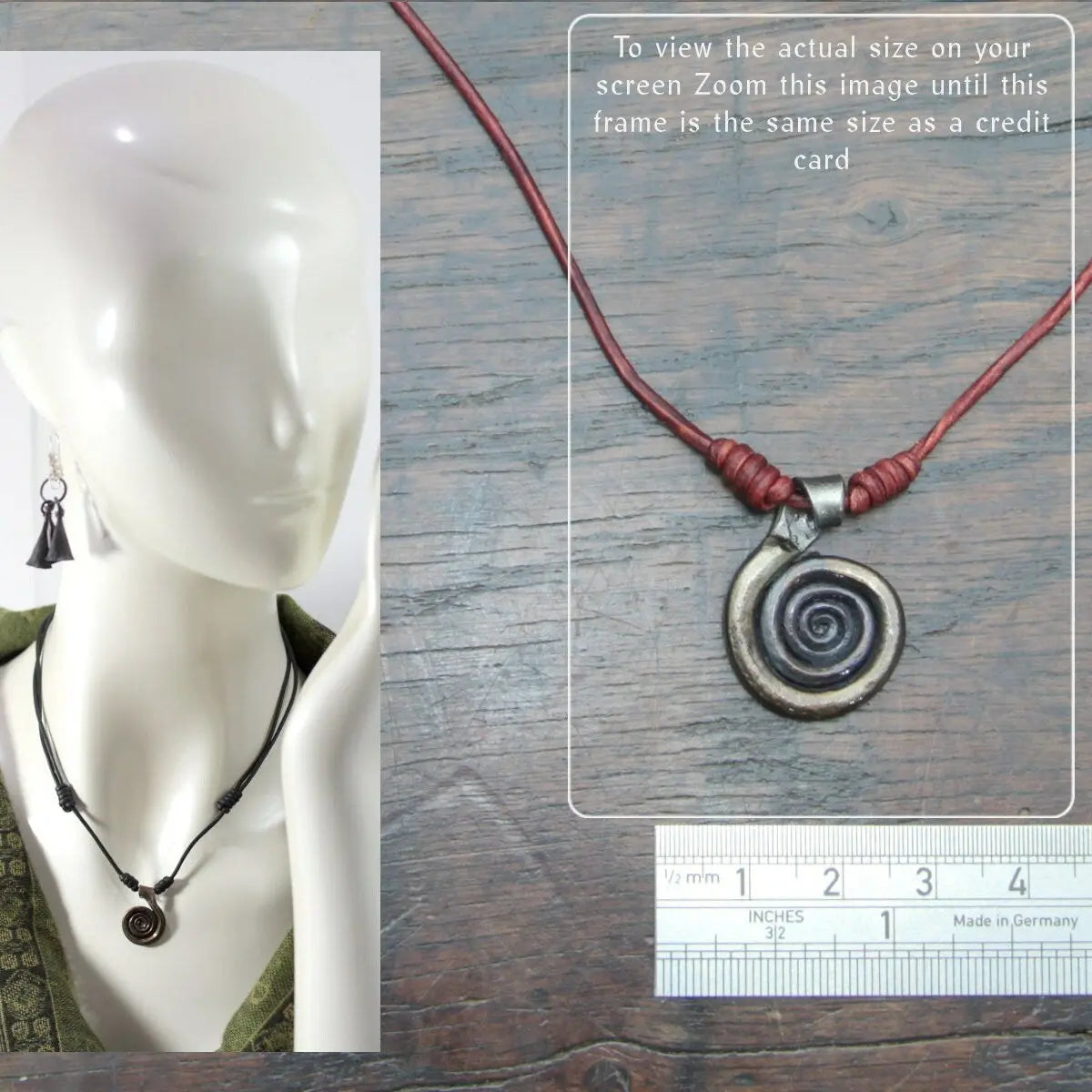 Forged Pure Iron Spiral Pendant
