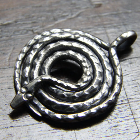 Forged Silver Snake Pendant