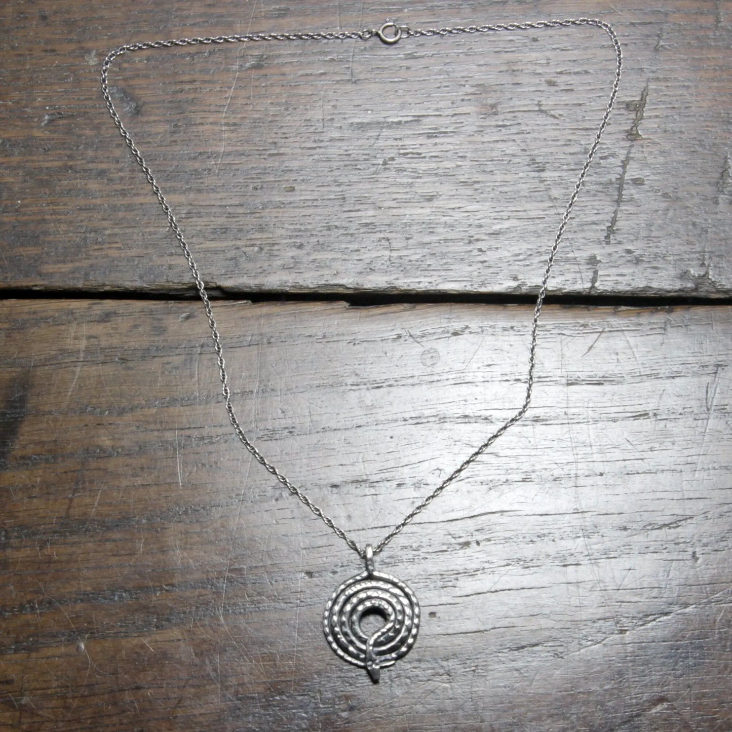 Forged Silver Snake Pendant