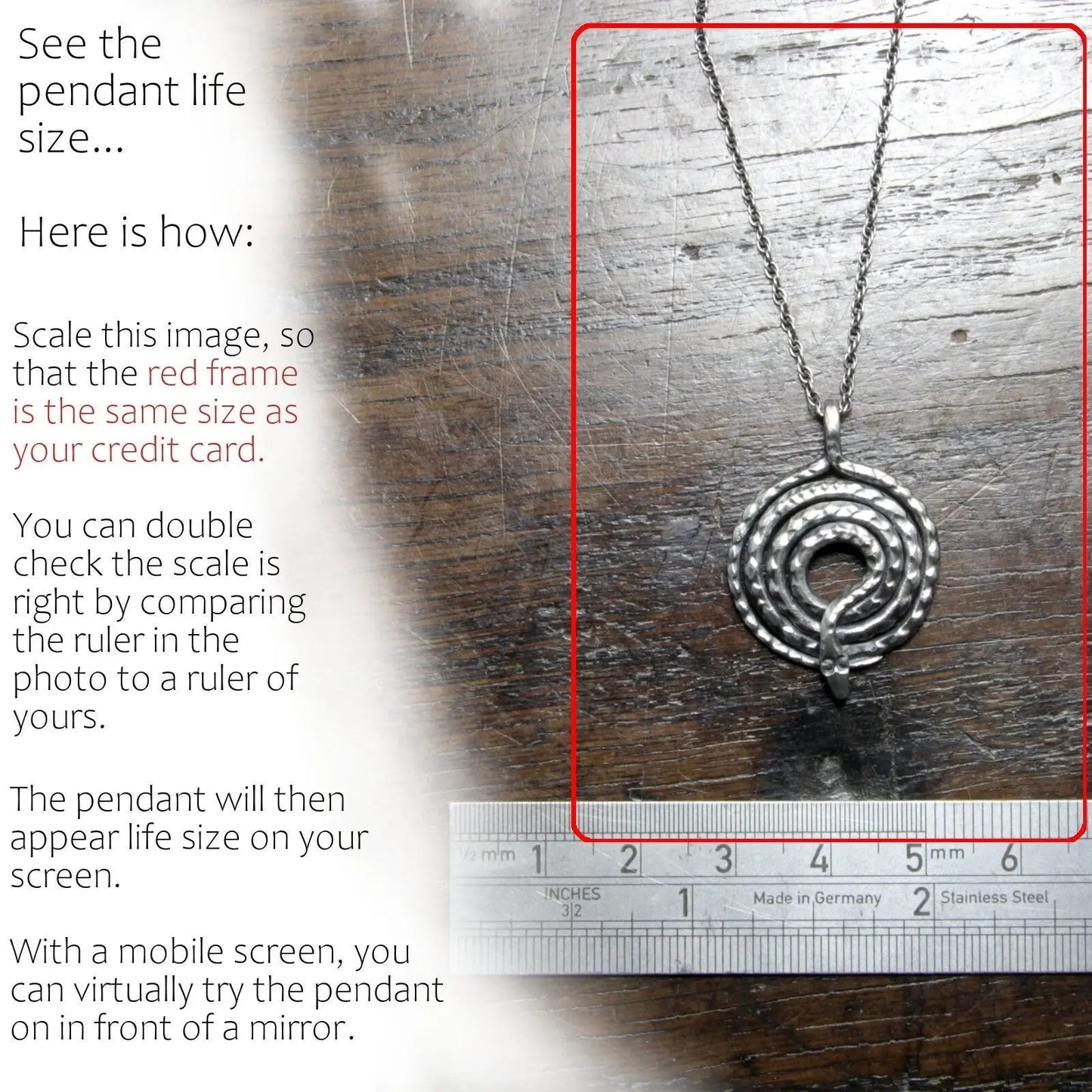 Forged Silver Snake Pendant
