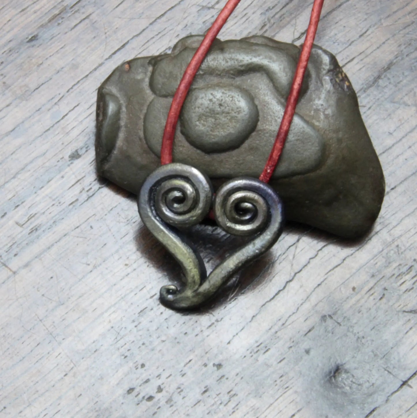 Forged iron heart pendant, 6th iron anniversary gift Taitaya Forge