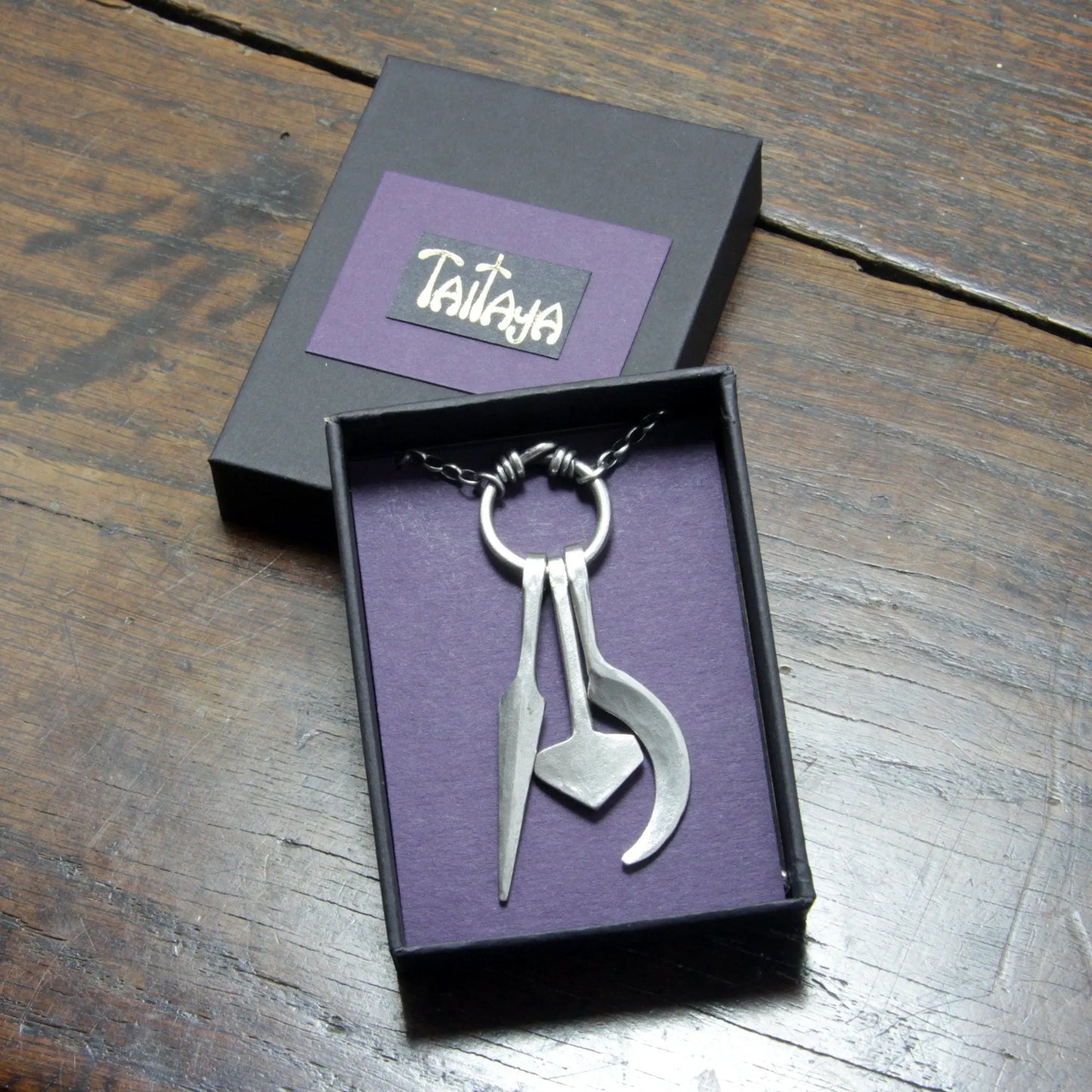 Hot Forged Sterling Silver Spear, Mjolnir and Sickle Amulet Ring Pendant