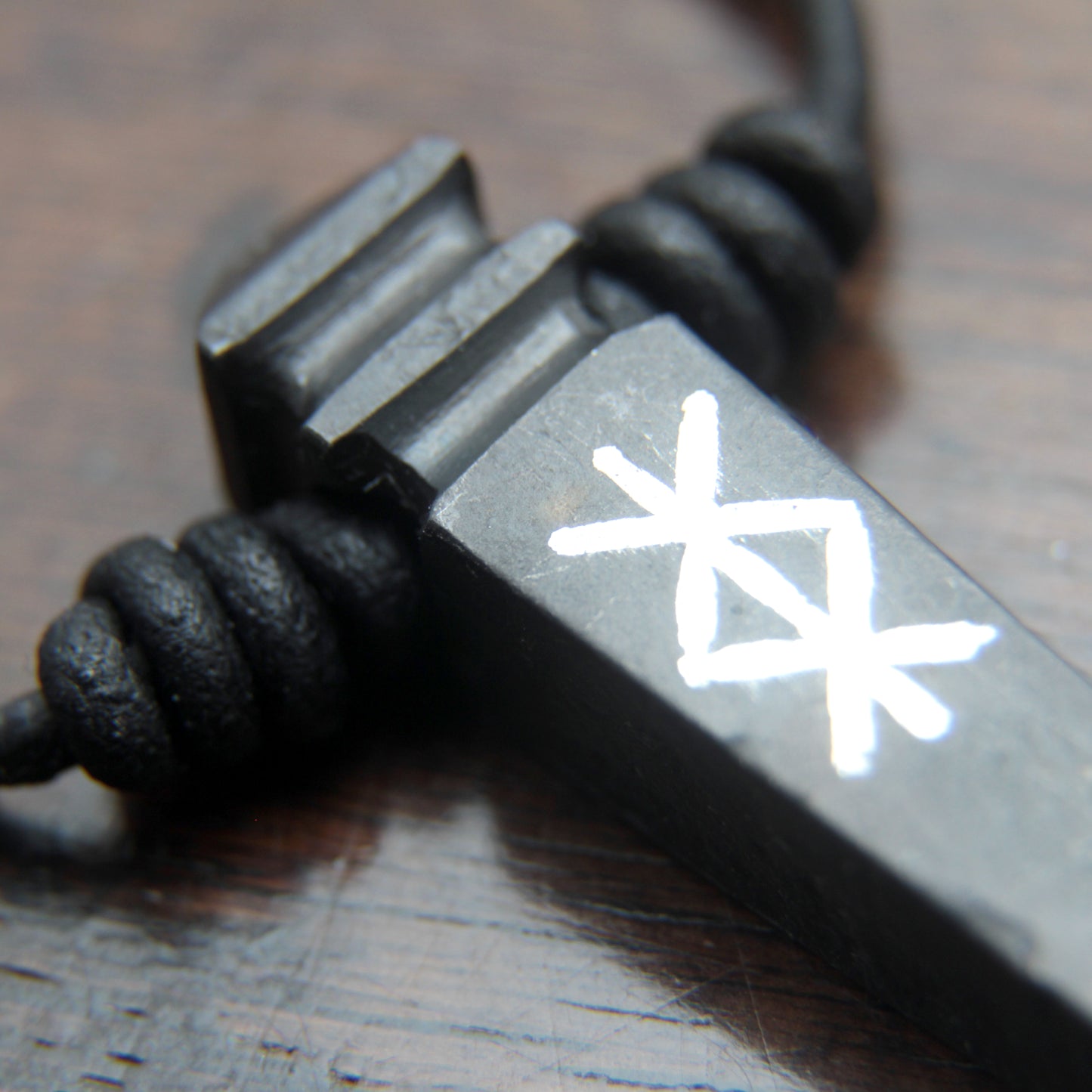 Custom Silver Inlaid Rune Iron Nail Pendant