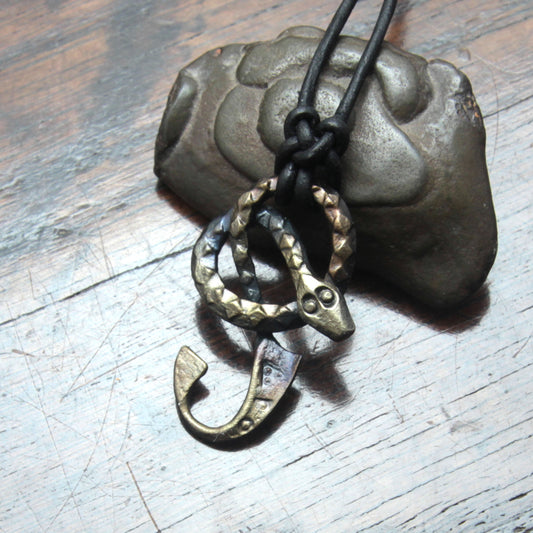 Iron Ormangullr Loki Snake Hook Pendant