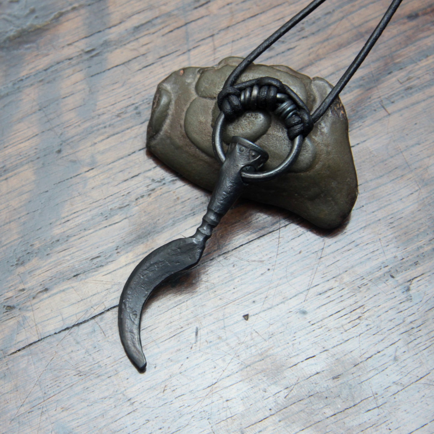 Forged Iron Sickle Pendant