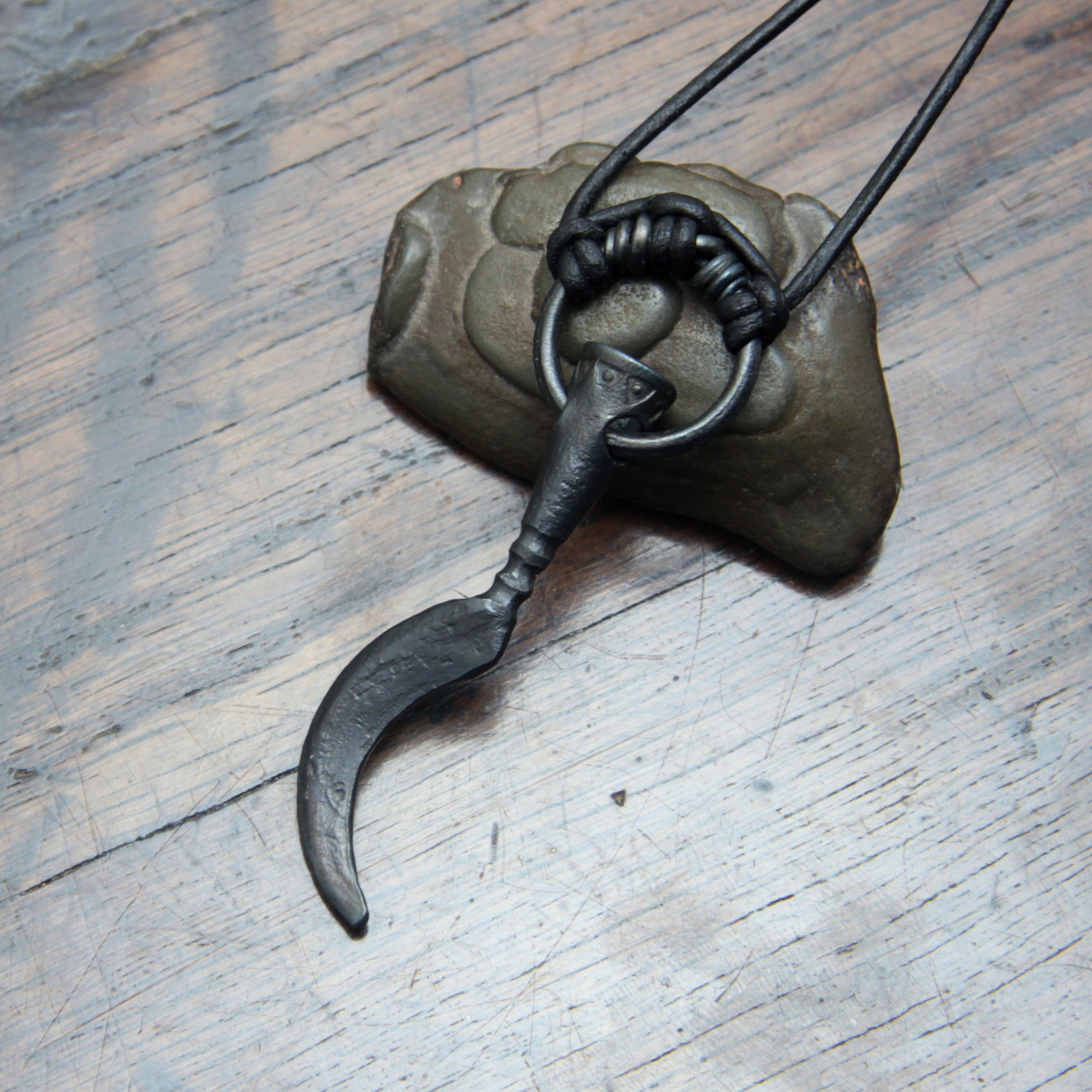Forged Iron Sickle Pendant