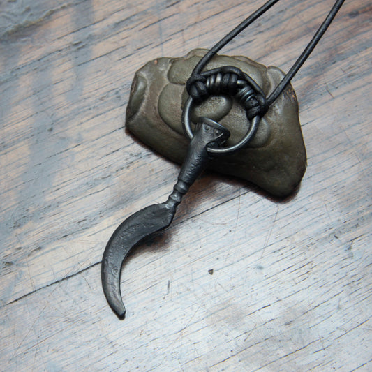 Forged Iron Sickle Pendant