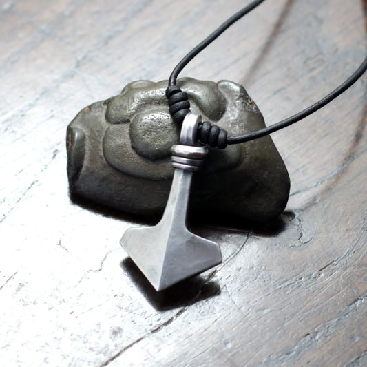 Small Contemporary Forged Silver Thor's Hammer