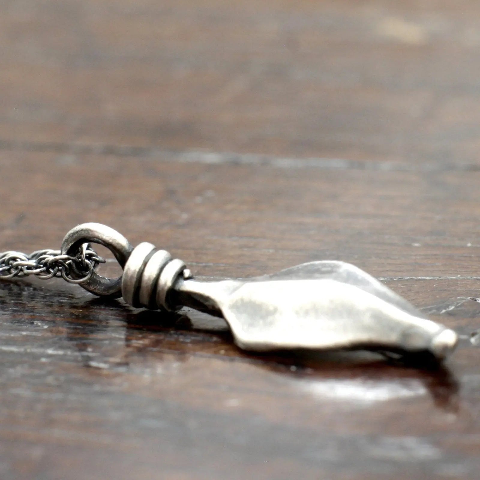 Small Hand forged Sterling Silver Leaf Pendant