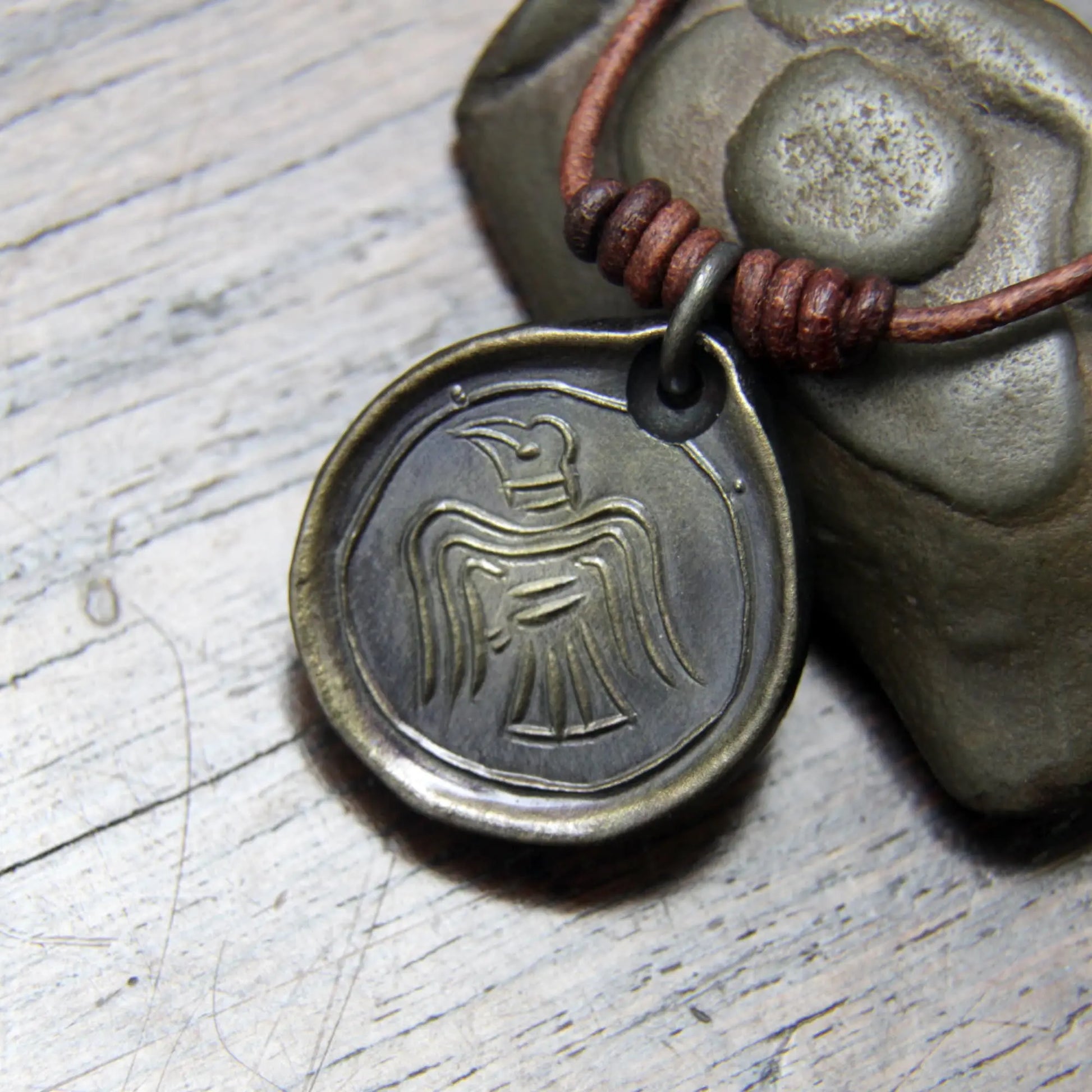 Viking Raven Iron Coin Necklace. Norse Raven medallion pendant that can be personalised with silver inlay or a personal engraving.