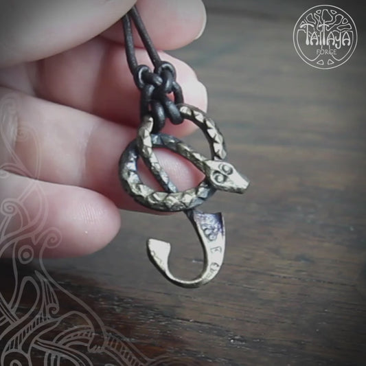 Iron Ormangullr Loki Snake Hook Pendant