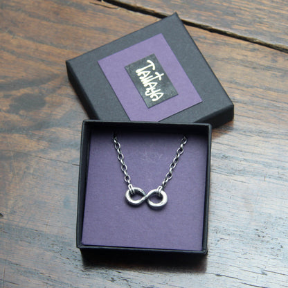 Small Forged Silver Infinity Necklace