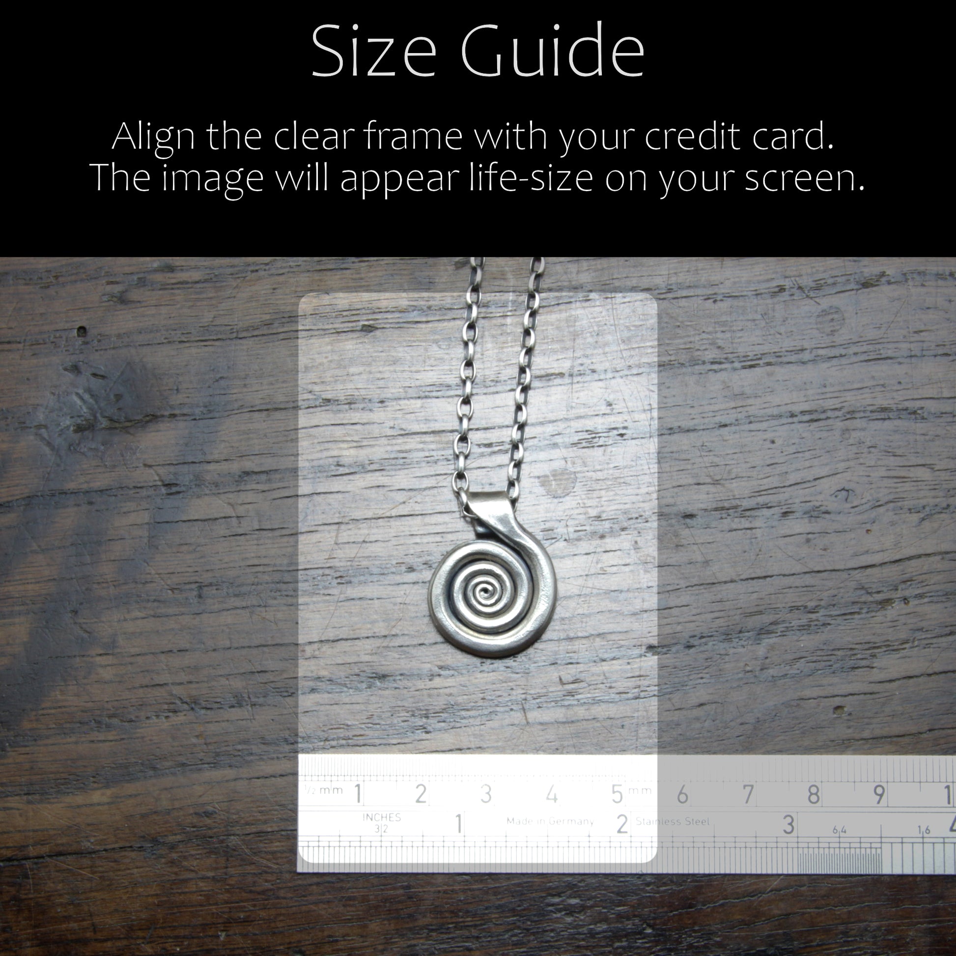 Size Guide. Align the clear frame with your credit card.  The image will appear life-size on your screen.