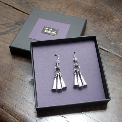 Silver Bell Amulet Chime Earrings Taitaya Forge