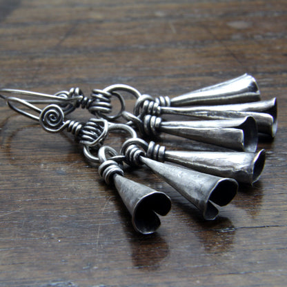 Silver Bell Amulet Chime Earrings Taitaya Forge