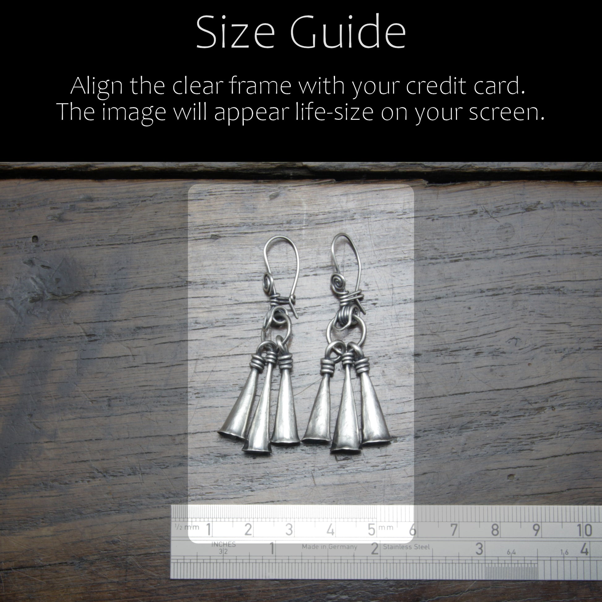 Size Guide. Align the clear frame with your credit card.  The image will appear life-size on your screen