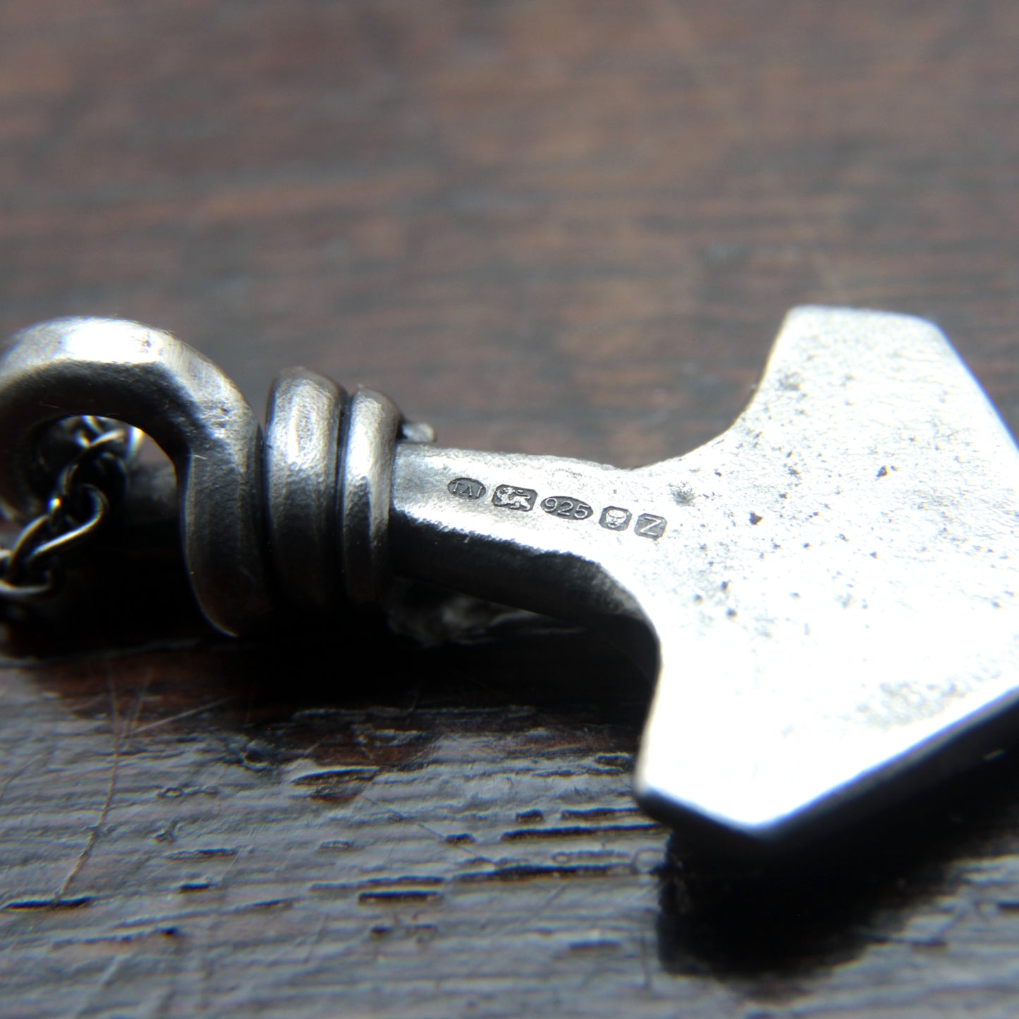 Small decorated Forged Silver Thors hammer pendant