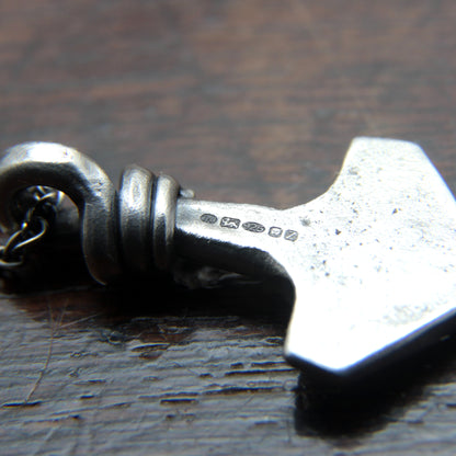 Small decorated Forged Silver Thors hammer pendant