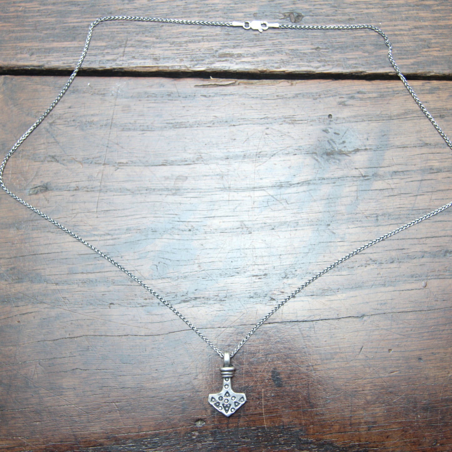 Small decorated Forged Silver Thors hammer pendant