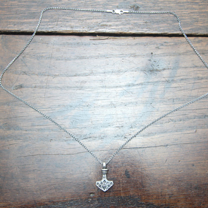 Small decorated Forged Silver Thors hammer pendant