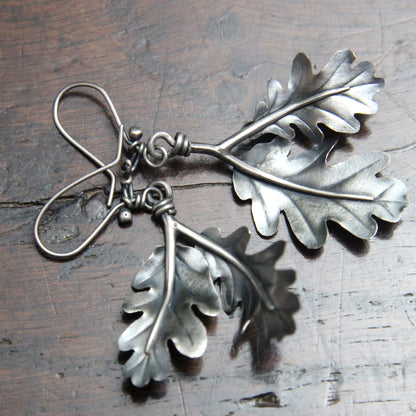 Silver Oak Leaf Earrings