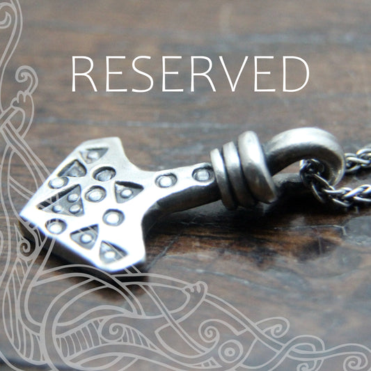 RESERVED Small decorated Forged Silver Thors hammer pendant