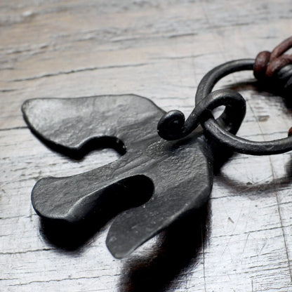 Custom Silver Inlaid Iron Raven Pendant
