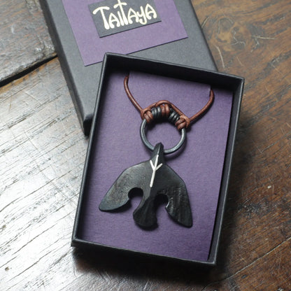 Custom Silver Inlaid Iron Raven Pendant
