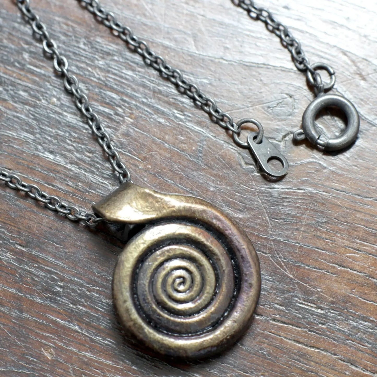 Forged Pure Iron Spiral Pendant