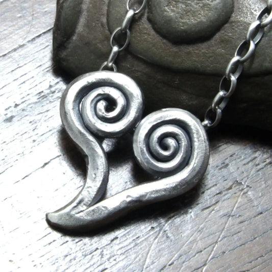 Forged Silver Heart Necklace