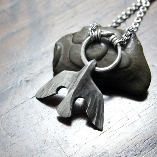 Forged Silver Raven Necklace Taitaya Forge