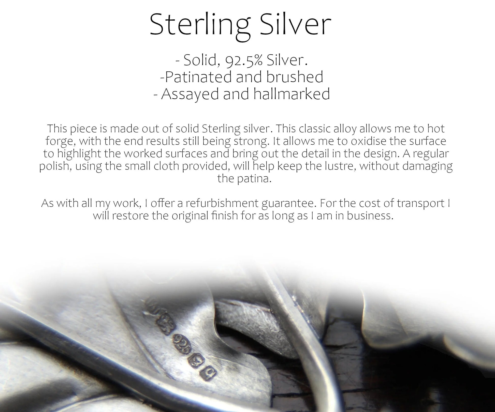 Forged Silver Sickle Pendant, solid Sterling Silver, 925 pendant on a thick silver chain