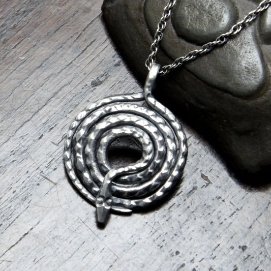 Forged Silver Snake Pendant