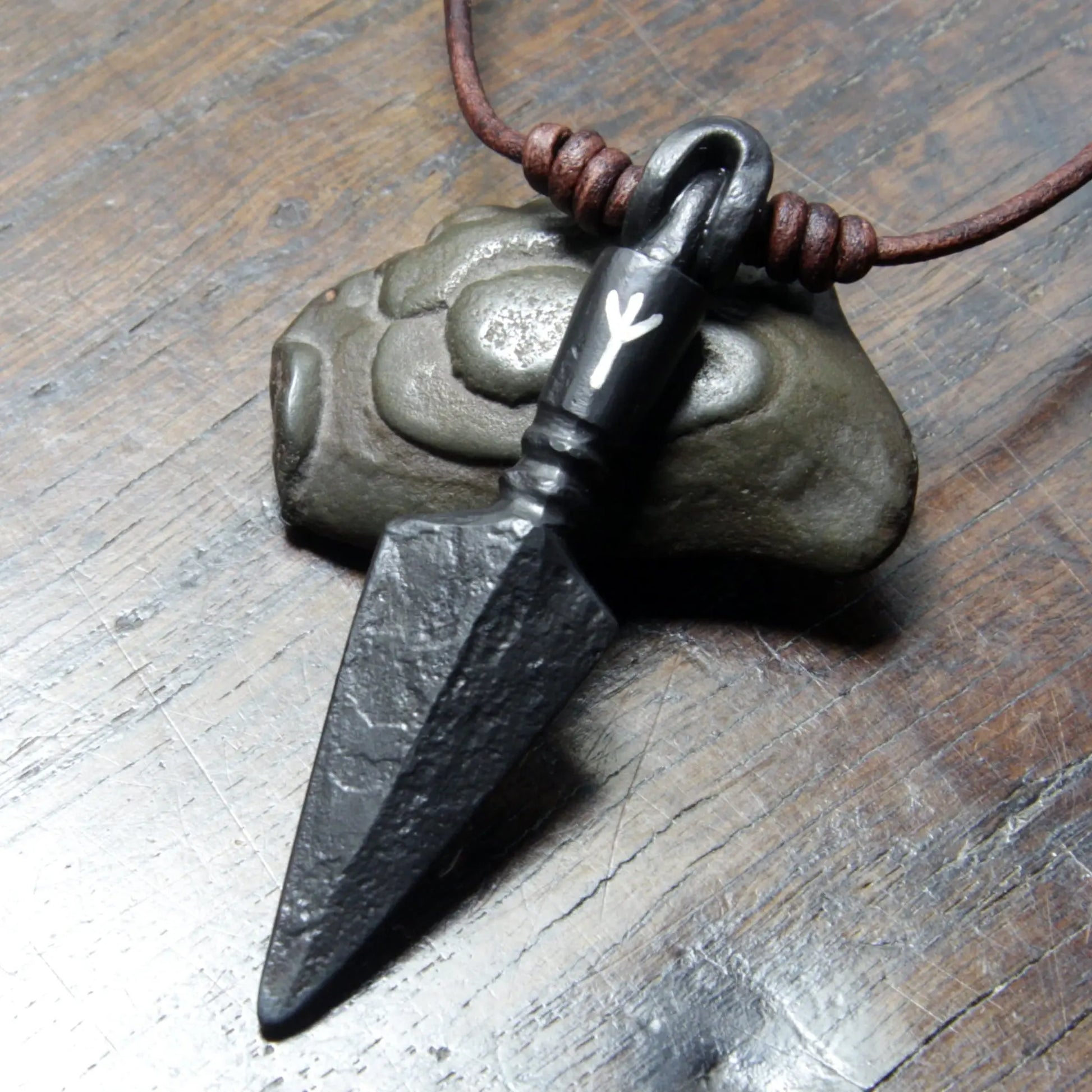 Hand Forged Large Viking Arrow Pendant Taitaya Forge