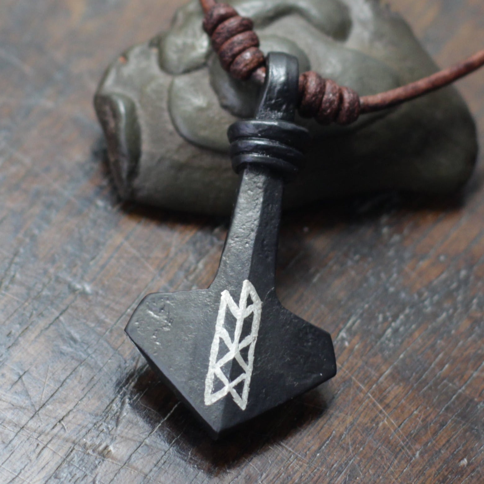 Silver inlaid Iron thors hammer