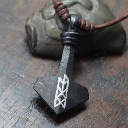 Silver inlaid Iron thors hammer