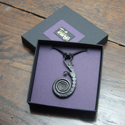 Forged Iron Viking Dragon Pendant