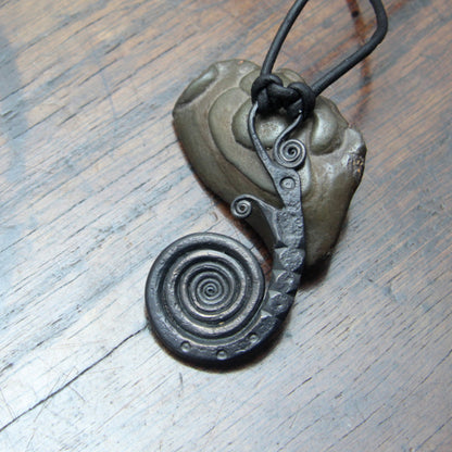 Forged Iron Viking Dragon Pendant