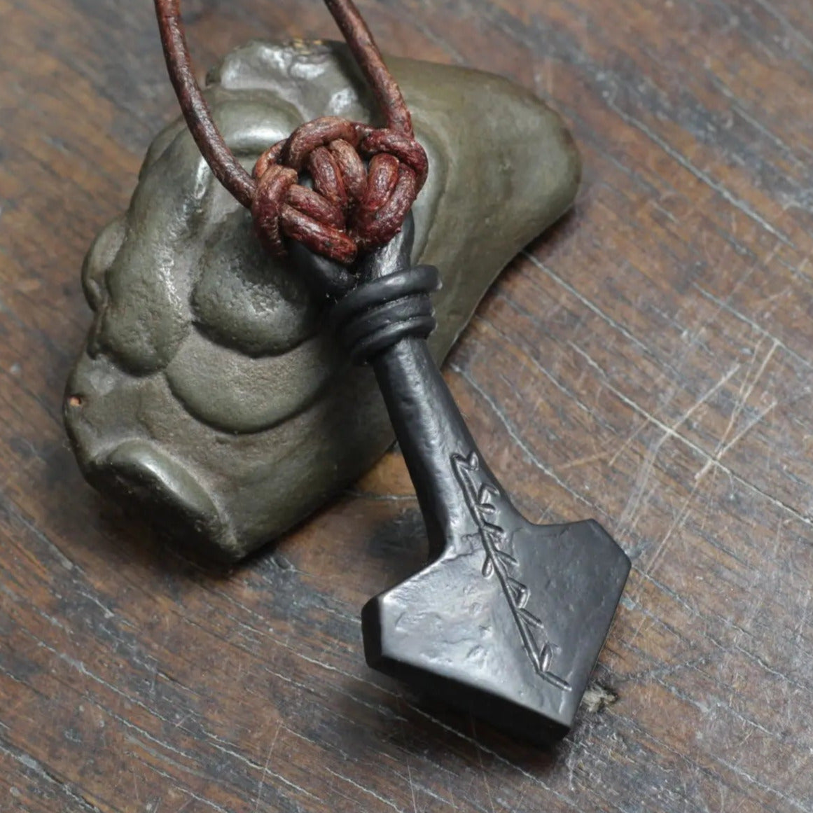 Large Iron Mjölnir pendant Taitaya Forge
